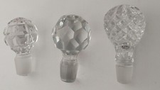 Lot of 3 Lovely Large Bottle Decanter Glass Stoppers Nice Designs picture