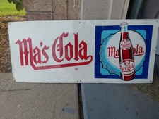 c.1950s Original Vintage Ma's Cola Sign Metal Embossed Grama Soda Coke Pepsi  picture
