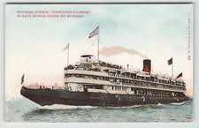 Postcard Whaleback Steamer Christopher Columbus Chicago to Milwaukee picture
