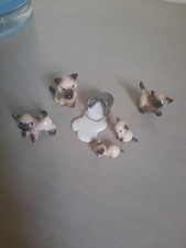 Vtg Hagen-Renaker Siamese Cat Family 6 Pc Spilled Milk 4 Kittens picture