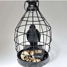 Halloween Gemmy LED Animated Raven Crow Cage Skull Haunted House Decoration NEW picture