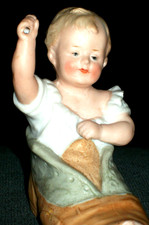 ANTIQUE GERMAN VICTORIAN HEUBACH PIANO BABY BOY IN SHOE DOLL BISQUE FIGURINE picture
