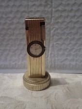 VINTAGE CYGNUS TABLE Cigarette LIGHTER W/ SWANK Wind Up Clock picture