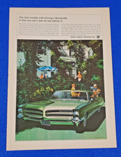 1966 PONTIAC BONNEVILLE V8-389 - ORIGINAL COLOR PRINT AD SHIPS FREE (LOT GREEN) picture