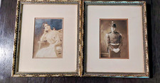 Set of 2 antique photos in matching metal frames picture