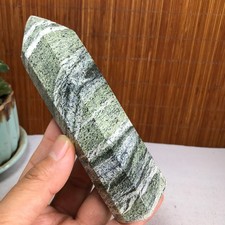 Green Zebra Jasper Obelisk Tower Natural Crystal Point Reiki Healing Decor A7047 picture