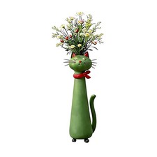 Ceramic Cat Vase Handcrafted Kitty Planter Boho Decor for Cat Lovers picture