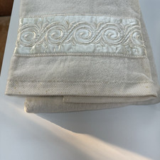 VTG Saturday Knight Ltd USA Made 6pc Towel Set Satin Swirl Embroidery Grannycore picture