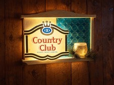 Vintage Country Club Malt Liquor Light Up Wall Hanging Sign Advertising Sign picture