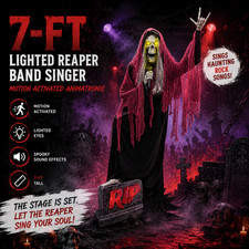 7-ft Lighted Reaper Band Singer Motion Activated Animatronic picture