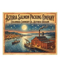 Astoria Salmon Packing Company 1950s Style Label, Retro Advertising 10.5