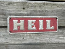 Vtg metal Semi Truck HEIL SIGN Trucking Tractor Trailer Gas Oil picture