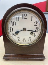 Antique French Mantle Shelf Clock 1925 1/2 & 1 Hour Strike Beehive Dark Wood picture