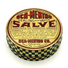 Antique 1930s UCA-Mentho Salve Tin Chicago IL Vintage Litho Medicine Advertising picture