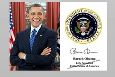President Barack Obama Official PHOTO Portrait Art Print Seal Autograph Repro picture