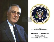 PRESIDENT FRANKLIN DELANORE 8X10 PRINTED SIGNATURE / AUTOGRAPH REPRINT picture