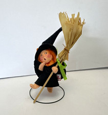 Annalee Halloween Witch Figure w/ Broom 6in Hand Painted 1996 picture
