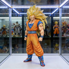 Large Anime Dragon Ball Son Goku Figure Statue Super Saiyan 3 Yellow Hair 31.5cm picture