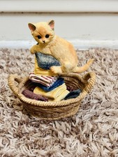 Vintage Cat LENOX LAUNDRY DAY Kitty CAT sculpture 2006 picture