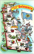 Vintage Postcard Delaware Diamond State Cartoon Map picture