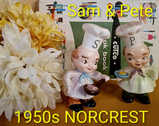 VTG  RARE Norcrest Sam & Pete Baby Face Chef S&P Shakers 2pc Novelty Japan 1950s picture