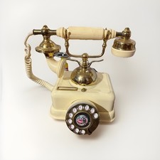 WORKING VTG US Telephone Co Cradle Fone Elegante Rotary Cream Gold w/CERTIFICATE picture