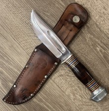 Remington UMC RH 34 Vintage Knife BLUE SPACER- And Sheath picture