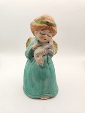 Vintage NAPCO Japan Angel Figurine Holding Lamb Ceramic Mid Century picture