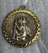 Vintage Saint Christopher metal pendant marked ROMA on back picture