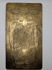 WWI 1916 Argonne Trench Art Shell Brass Plaque Hand Engrave Battlefield Souvenir picture