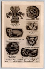 Winchester Cathedral Curious Carvings Postcard A. Clemmig UK Medieval Art D266 picture