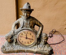 Antique Will Rogers Novelty Mantel Clock Metal - RARE picture