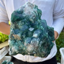 12.6lb Natural Green cube FLUORITE Quartz Crystal Cluster Mineral Specimen picture