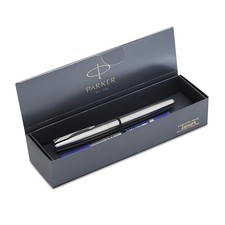 Parker Frontier Stainless Steel Chrome Trim Roller Ball Pen Ink Color Blue picture