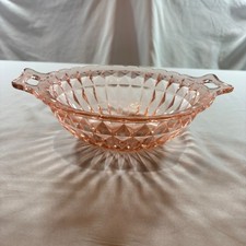 Vintage Pink Depression Glass Diamond Point Serving Bowl with Handles 10.5in picture