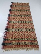 Antique American AD 1837 Reversible Jacquard Loomed Coverlet Fragment 242x95cms picture