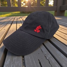 VTG 90s Y2K DISNEY Navy StrapBack Baseball Cap Red Embroidered Mickey 100%Cotton picture
