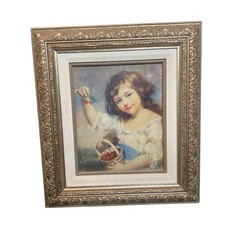 Antique Child With Cherries Portrait 17