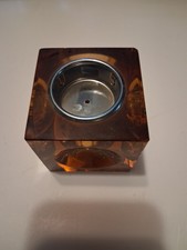 Vintage Antonio Imperatore Murano Amber Glass Cube Table Lighter. NO LIGHTER picture