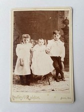 Antique Cabinet Photo Three Children Portrait Hafley & Ralston Dana IN c1890s picture