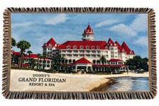 Disney Grand Floridian Resort & Spa Woven Tapestry Throw Blanket Fringed WDW picture