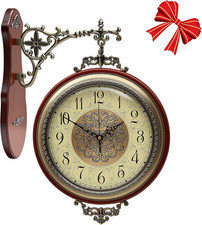 Vintage Double Sided Wall Clock with Glass & Copper Finish picture