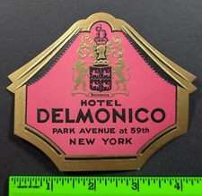 Vintage Hotel Delmonico New York Travel Label picture
