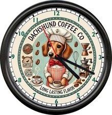 Dachshund Dog Coffee Company Barista Kitchen Costume Apron Gift Sign Wall Clock picture