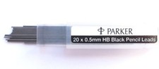 (2) GENUINE PARKER Black Mechanical 20 PACK Pencil Leads 0.5mm HB 2-3/4