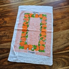 Vtg 70s 80s Orange Fruit Blossom White Cotton Hand Towel Retro Kitchen Bathroom picture