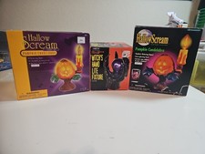 HallowScream Pumpkin Candelabras & Witch Hand Light. Vintage Decoration picture