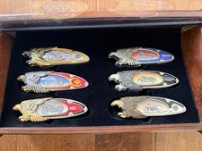 18 Harley Davidson Franklin Mint Collector Knife Set Eagle With Cases picture