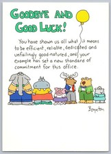 VTG 80s Sandra Boynton Goodbye Good Luck Card Recycled Paper Products UNUSED+ENV picture
