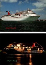 2~4X6 Postcards CARNIVAL CRUISE LINES Cruise Ship FANTASY Day & Night Lights picture